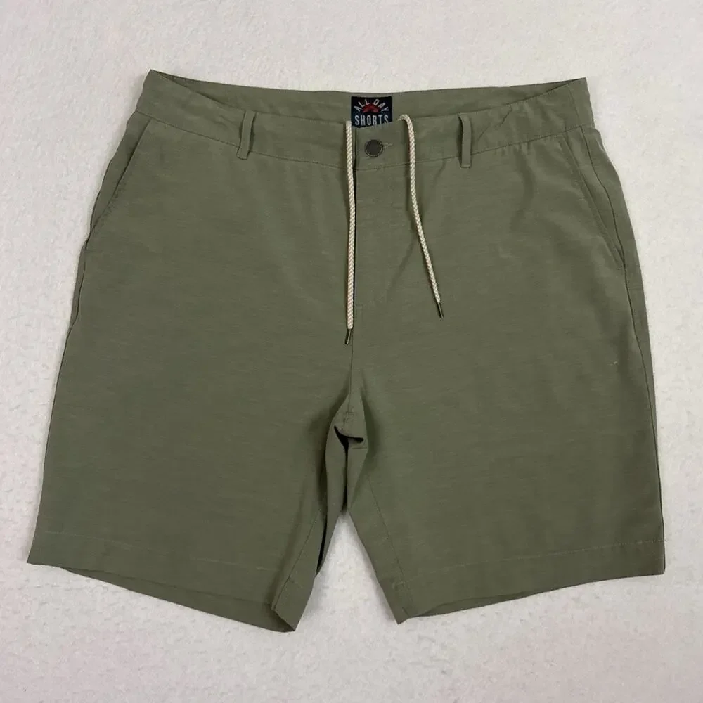 Faherty All Day Shorts Mens 36 Olive Green Hybrid Stretch Performance MSC0012